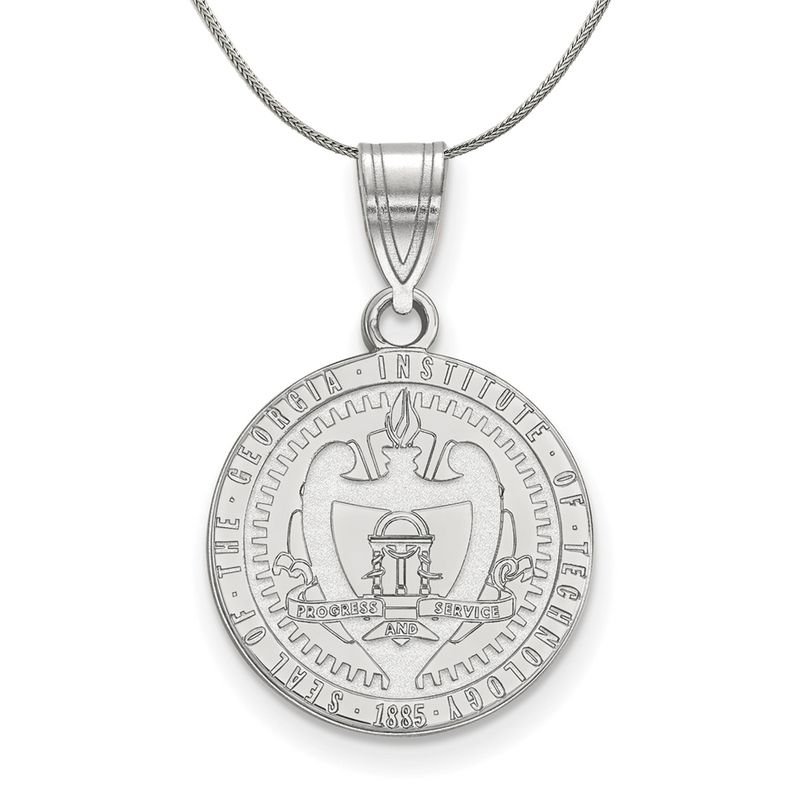Sterling Silver Georgia Technology Med Crest Necklace - 20 Inch